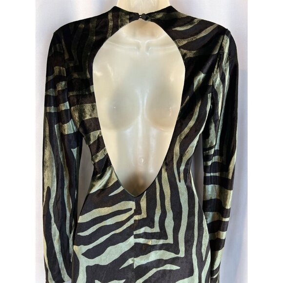 NWT Michelle Mason Velvet Zebra Cutout Backless Midi Dress $780 - Picture 8 of 16